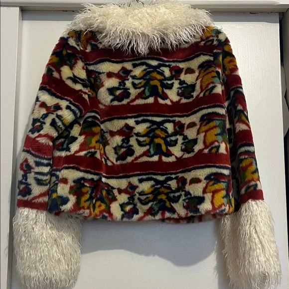 VENUS Multicolor Faux Fur Jacket with White Collar - Picture 5 of 5